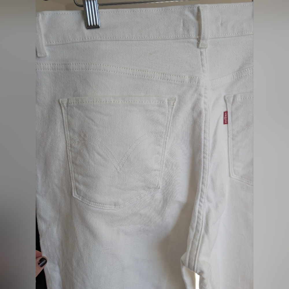 Levi's Classic Crop White Denim Jeans Size 16 W 33 - Picture 5 of 11